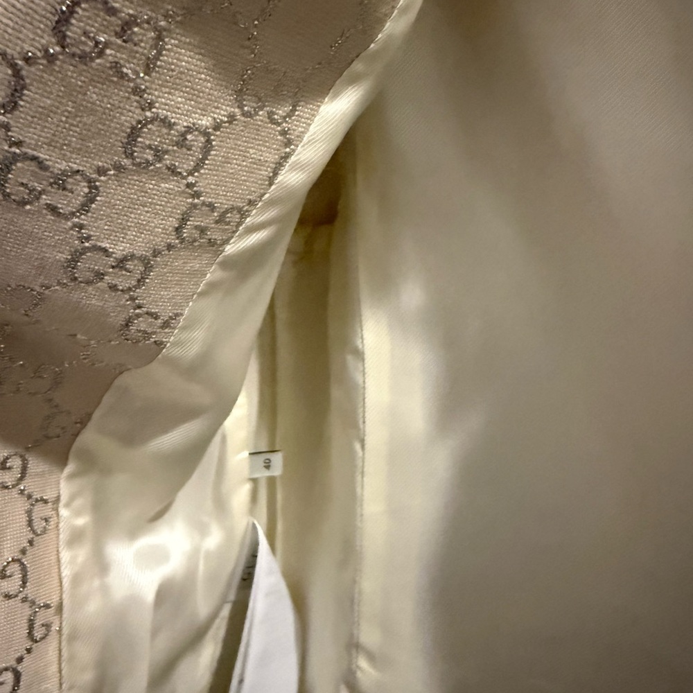 Gucci blazer 3/4 length sleeve pristine new condition size 40 sikver GG tan - Picture 7 of 15